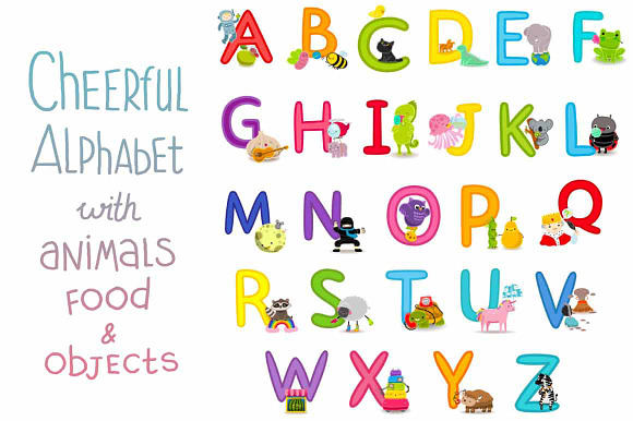 Cheerful alphabet (animals&food) preview 2