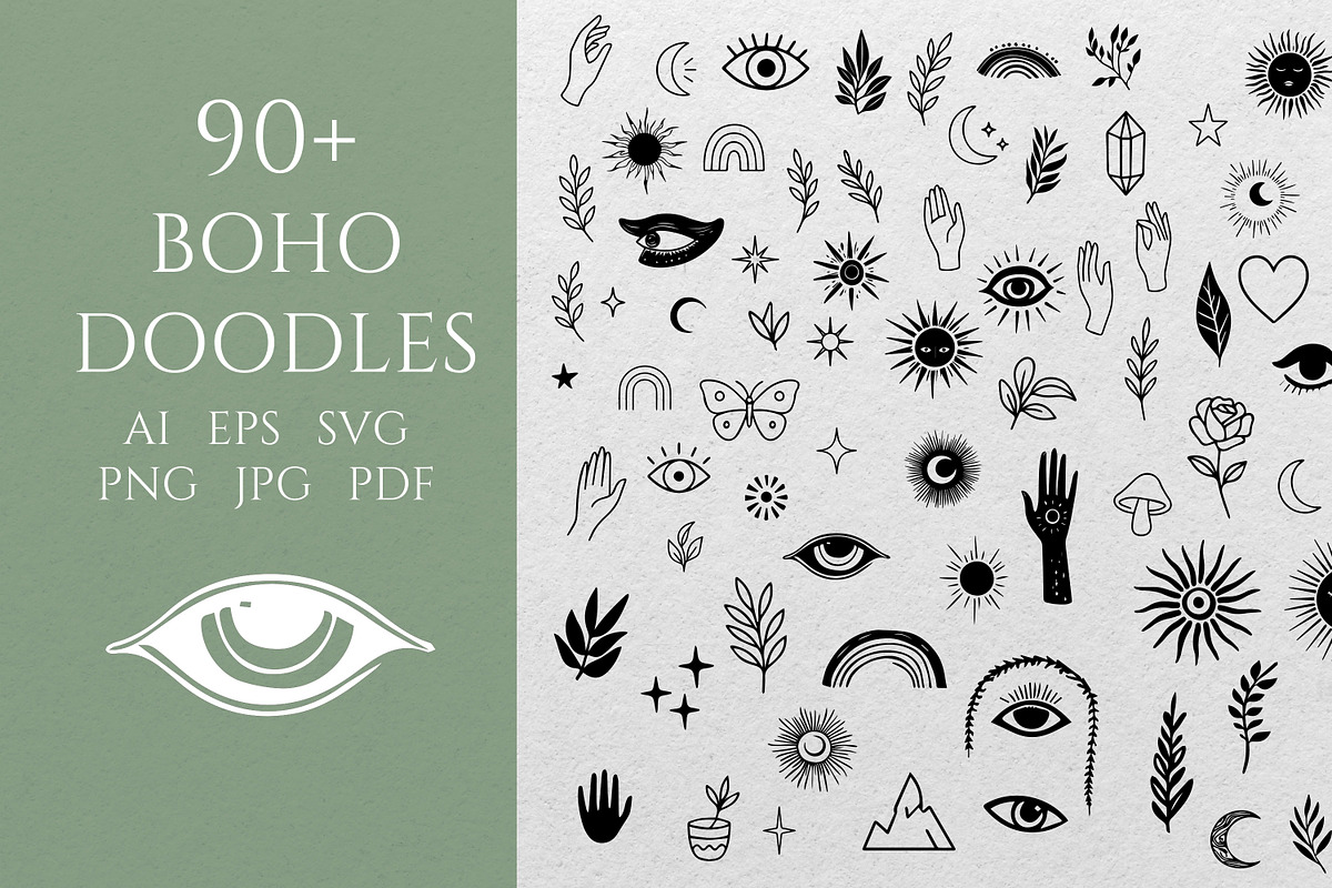 Whimsical Boho SVG Clipart Line Art, a Decorative Illustration by Graphic Soul (Photo 1 of 2)