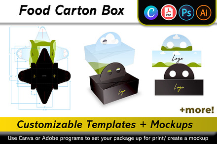 Food Carton Box Mockup + Template