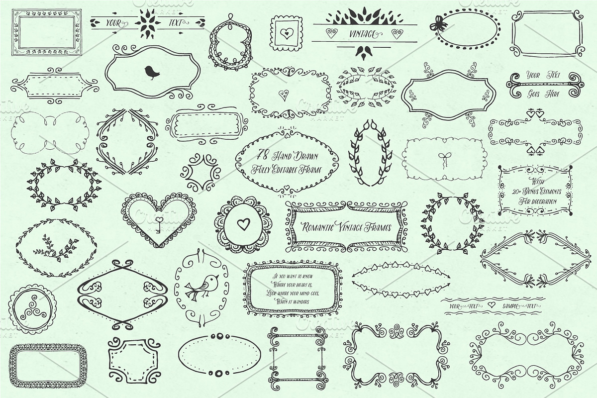 Frames - Hand Drawn Pack, an Illustration by Bugcessories (Photo 2 of 4)