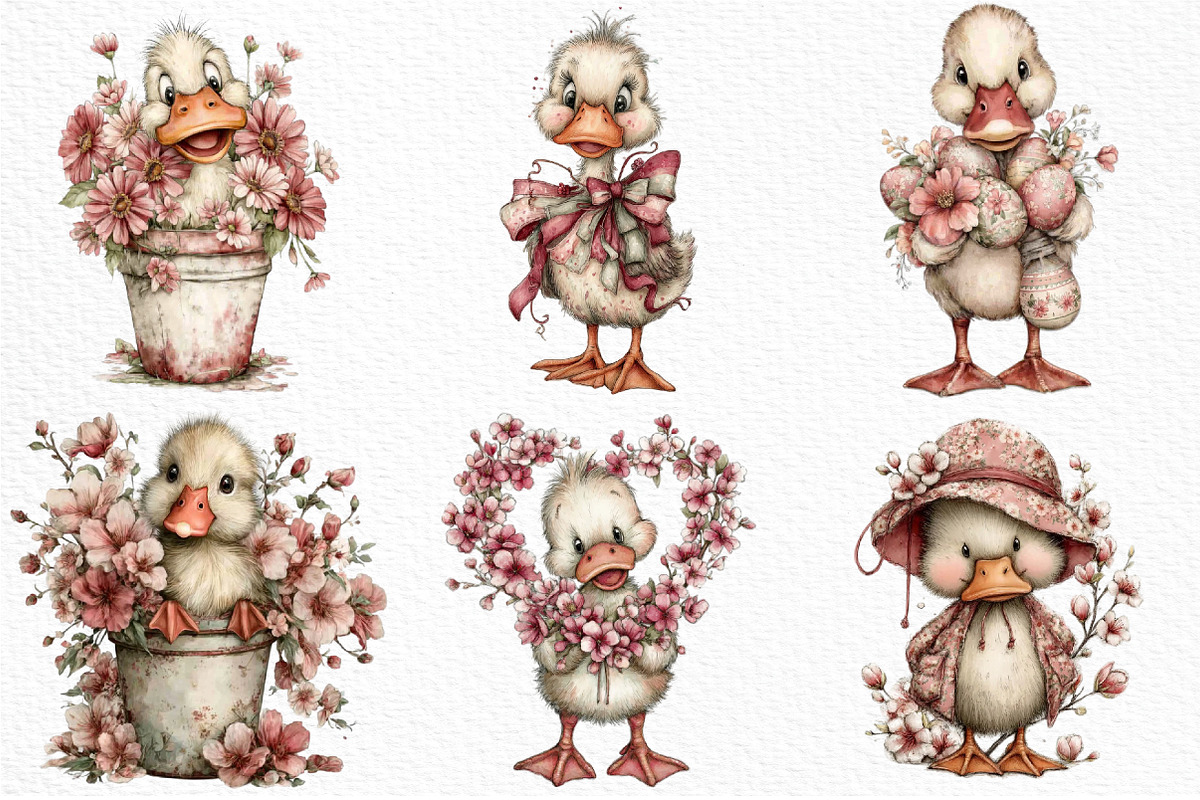 Whimsical Spring Duck Clipart Bundle, an Illustration by Craft Nest (Photo 3 of 10)