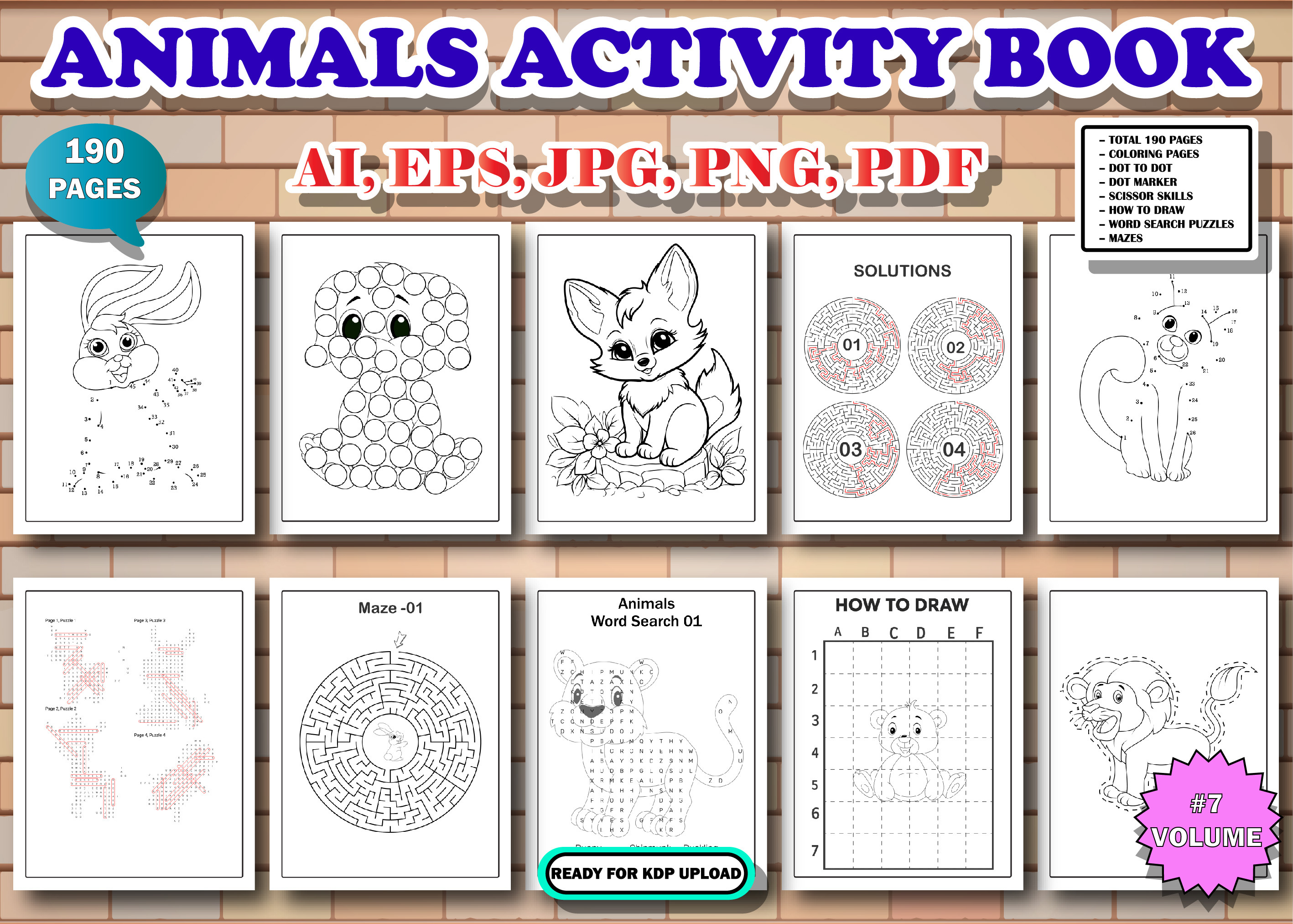 Cute Animals Activity Pages for Kids | Animal Illustrations ~ Creative ...