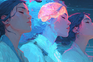 Three Women Brain Mind Digital Art A, an Abstract Photo by Pixeness Studio