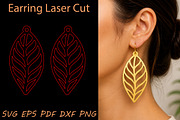 Leaf Earrings Laser Cut SVG Design, an Object Graphic by Rose Art (Thumbnail 2 of 3)