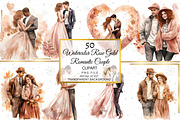 Rose gold Watercolor Romantic Couple, an Illustration by NiiiNArt (Thumbnail 7 of 9)