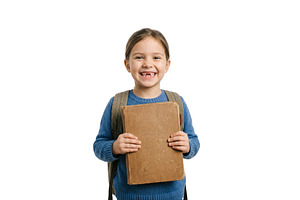 Smiling Girl With Book, a School & Education Photo by CREATIVEDEF