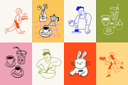 Cafe, vector illustrations, prints, a Graphic by venimo (Thumbnail 3 of 14)