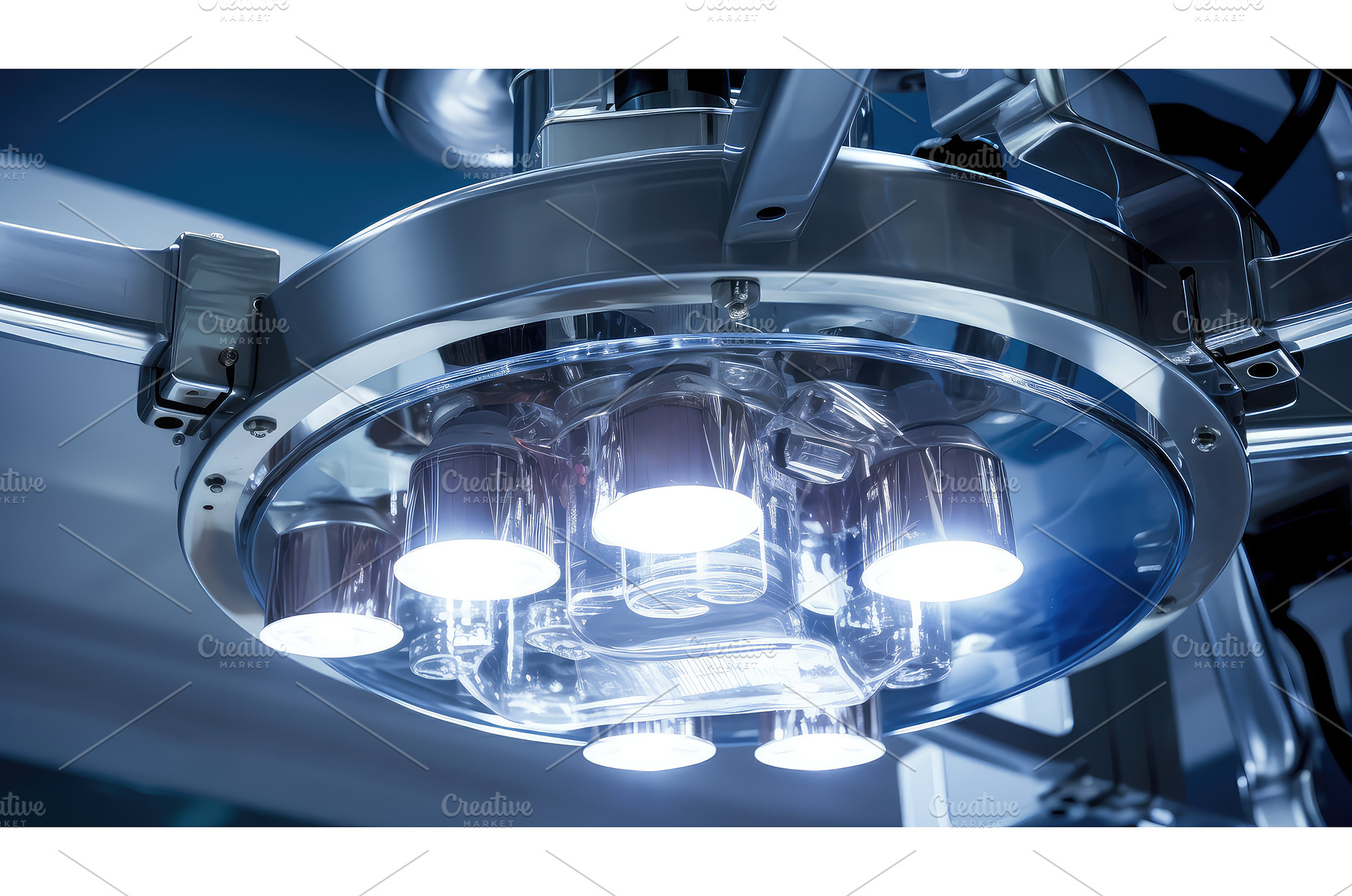 room surgical lights ai generated, a Health & Medical Photo by pikepicture
