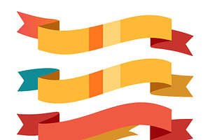 Collection of flat design ribbons, an Object Illustration by SouravDesign