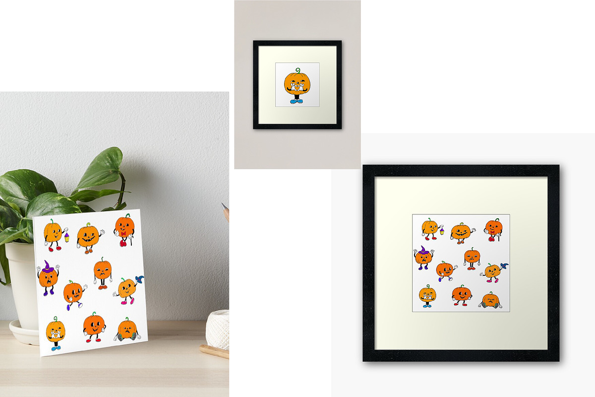 Rubber Hose Pumpkins Clipart Set, an Object Graphic by ChubbyBunny Art (Photo 6 of 9)