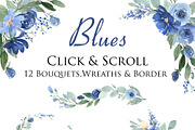 Blue Florals Large Bundle Watercolor, an Illustration by Graphic Blue Bird (Thumbnail 3 of 6)