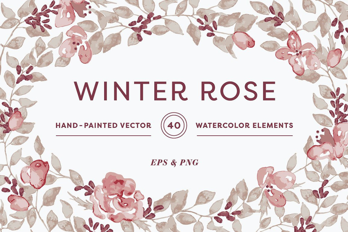 Winter Rose Watercolor Collection, a Seasonal Illustration by Laurel Autumn (Photo 1 of 5)