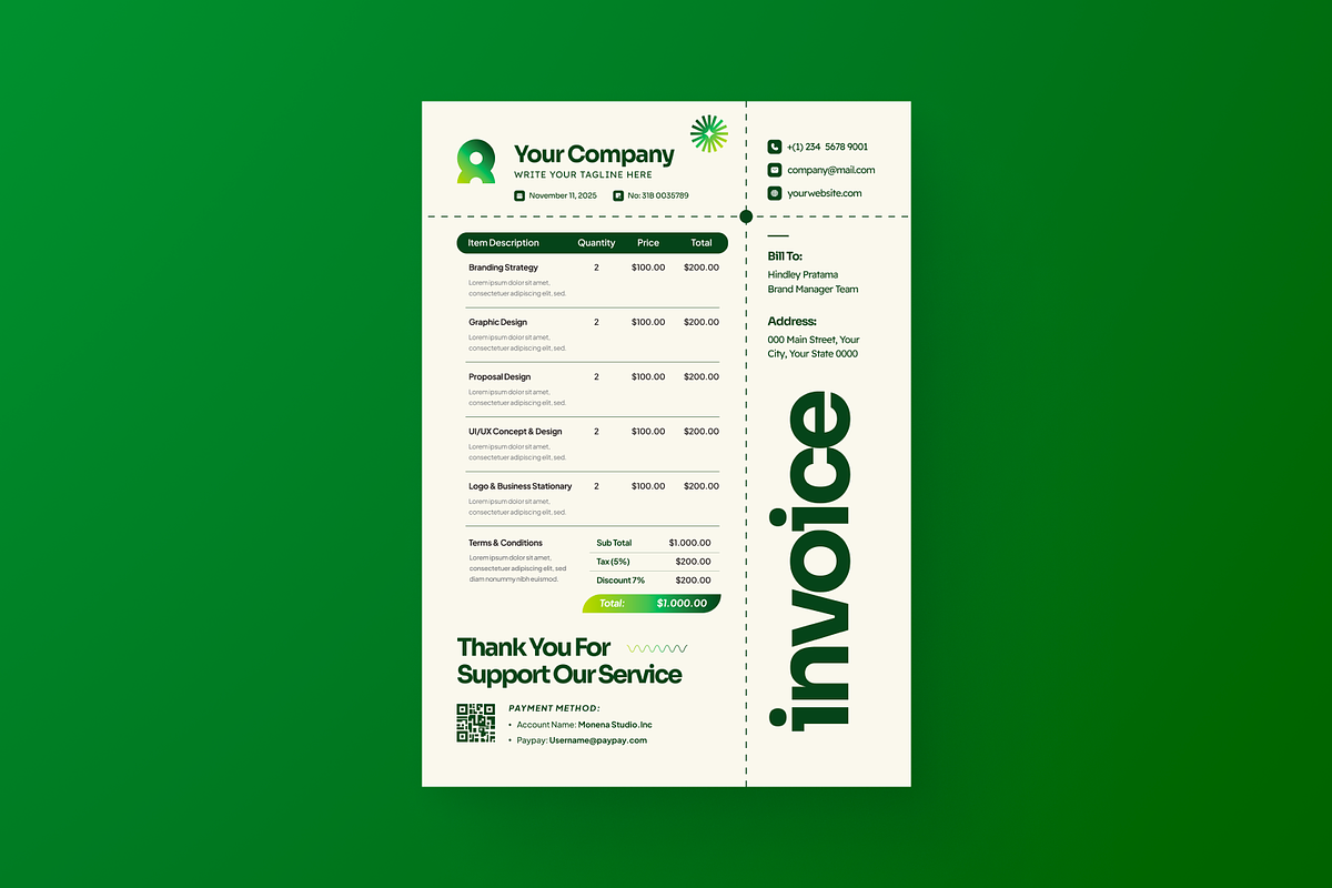 Simple Billing Invoice, a Stationery Template by MMPixelCraft (Photo 3 of 6)