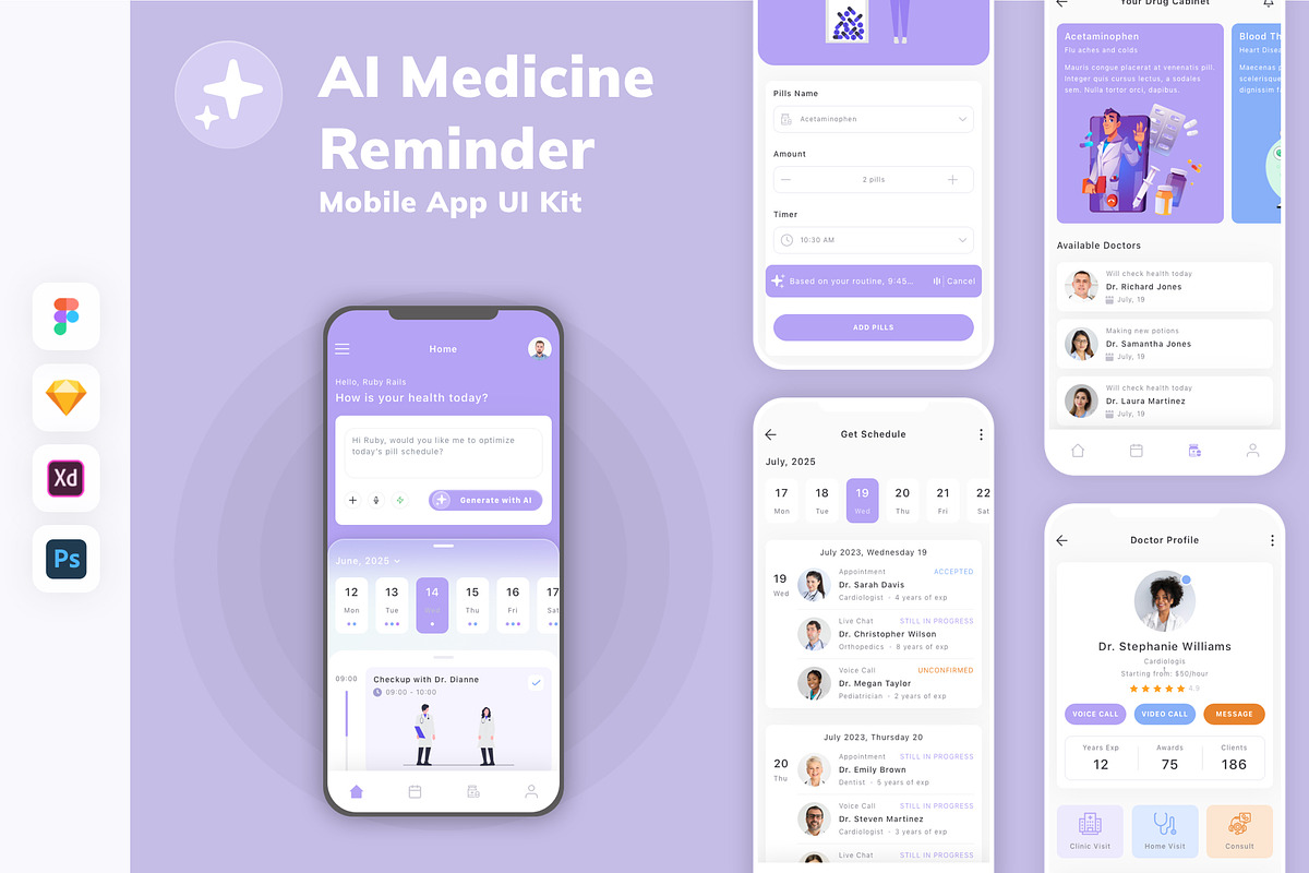 AI Medicine Reminder App UI Kit, an UI Kit Template by uicube