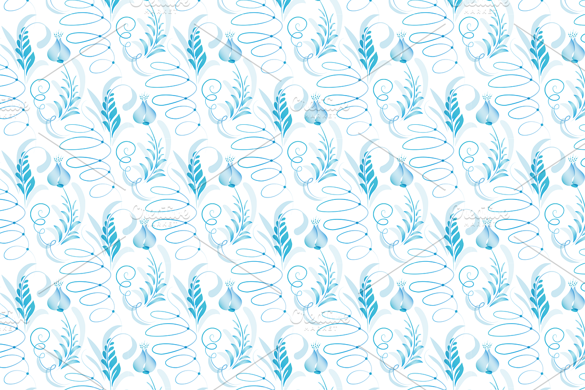 FREEBIE Gzhel vector collection, a Pattern Graphic by Designnina Shop (Photo 8 of 11)