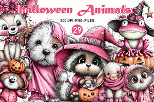 Whimsical Halloween Animals Clipart, a Seasonal Illustration by Designworld