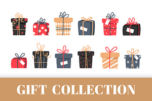 Set of Christmas gift boxes