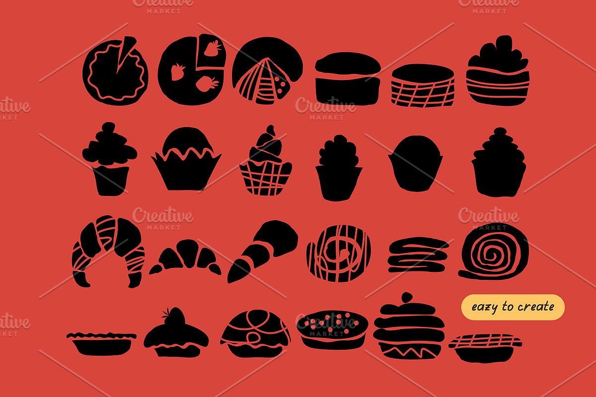 216 BAKERY CLIPART - VECTOR SHAPES, a Decorative Illustration by JuDesign (Photo 8 of 21)