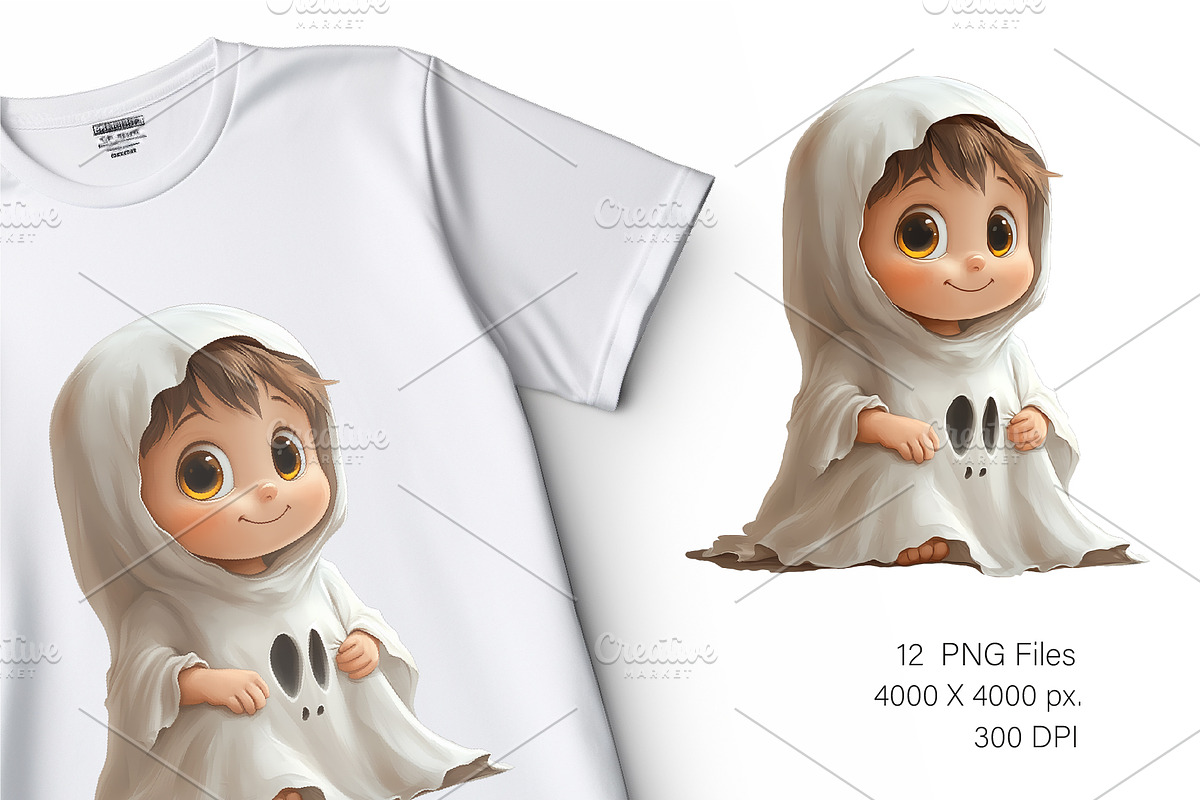 Cute Halloween Ghost. TShirt Sticker, an Animal Illustration by KENO Mascots (Photo 9 of 10)