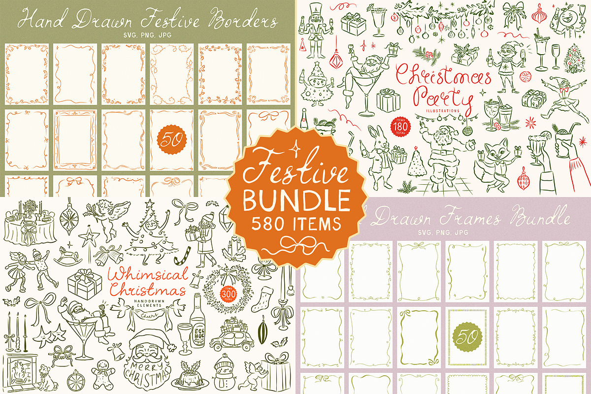 Hand Drawn Christmas SVG Bundle, a Seasonal Illustration by Ayya Studio (Photo 1 of 34)