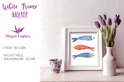 Mockup : white frame & purple tulip, a Merchandise Mockup by Winged Graphics (Thumbnail 1 of 2)