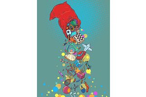 Pop Art Retro Presents fall out of, an Object Illustration by studiostoks