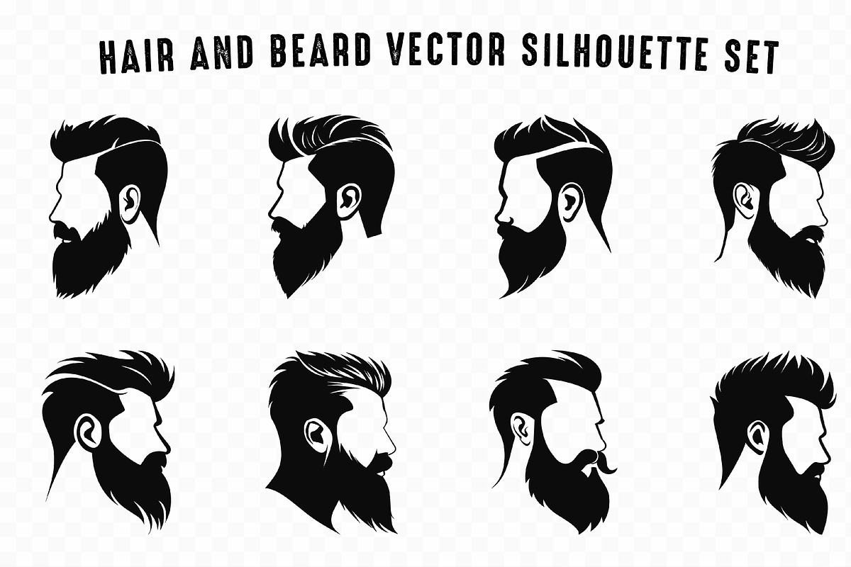 Hair and Beard Vector Silhouette Set, a Person Illustration by Gfx Expert Team (Photo 3 of 3)