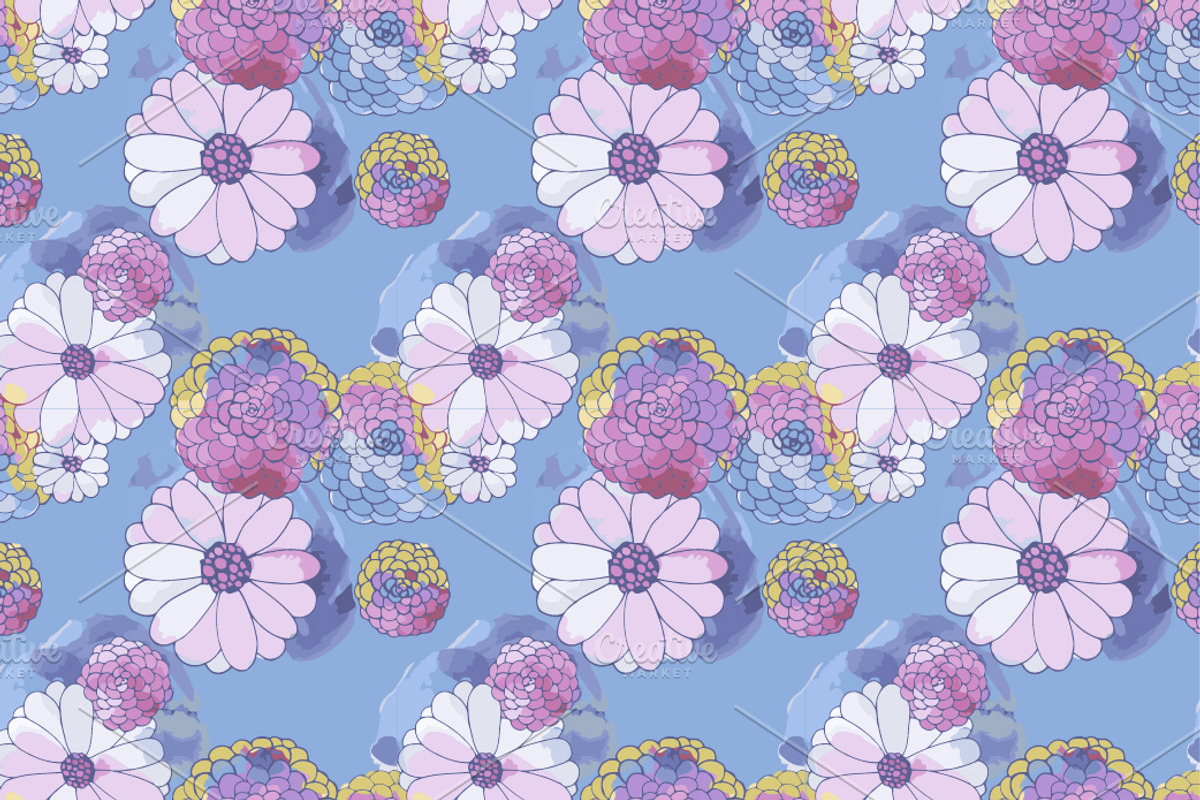 4 Daisy seamless patterns, a Pattern Graphic by Alena Stoyko design (Photo 5 of 5)
