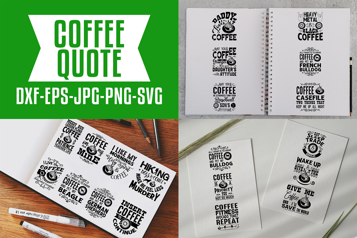 Coffee Quotes V7 SVG DXF PNG EPS, an Illustration by Tosca Digital (Photo 1 of 4)