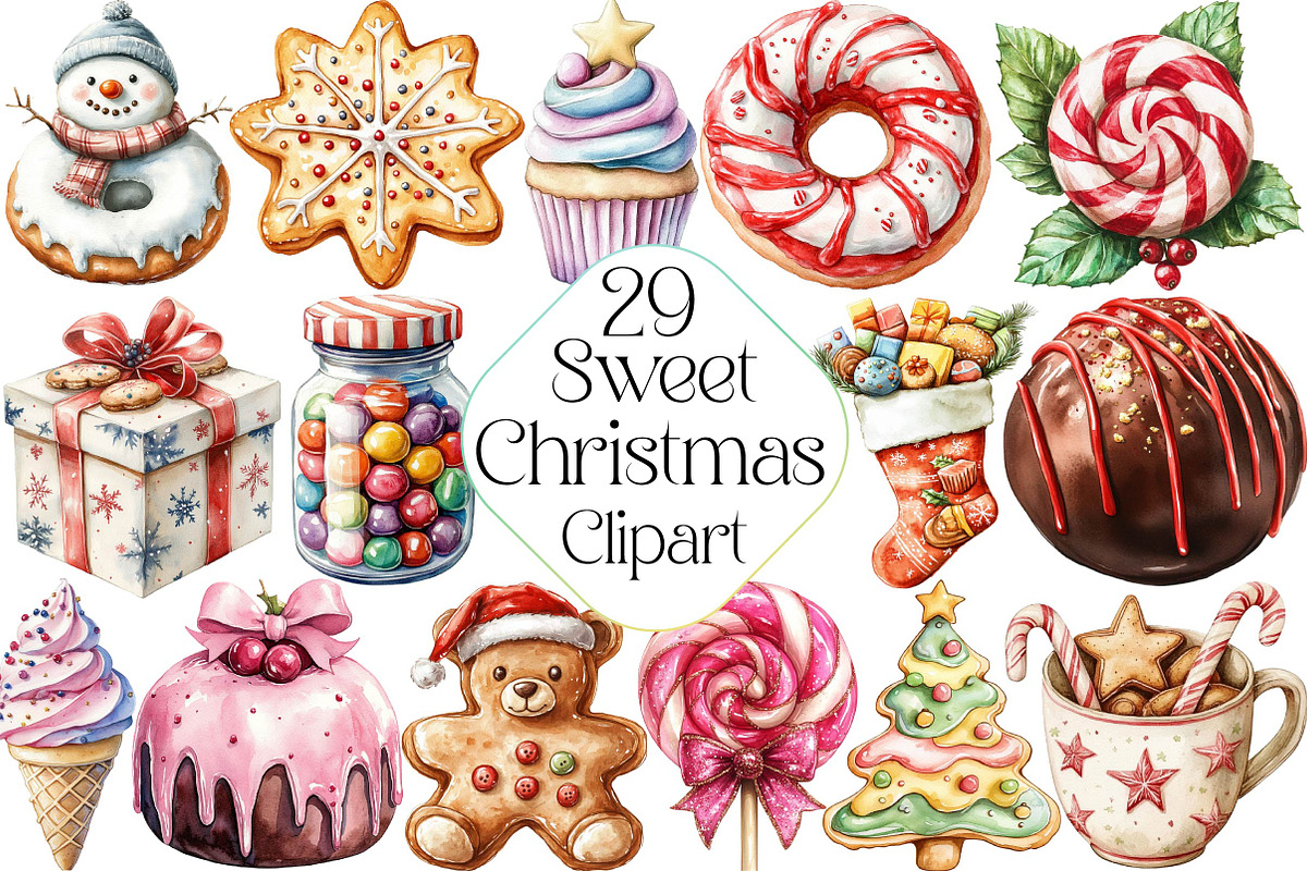 Cute Sweet Christmas Clipart PNG, an Illustration by DreamPrint404 (Photo 1 of 5)