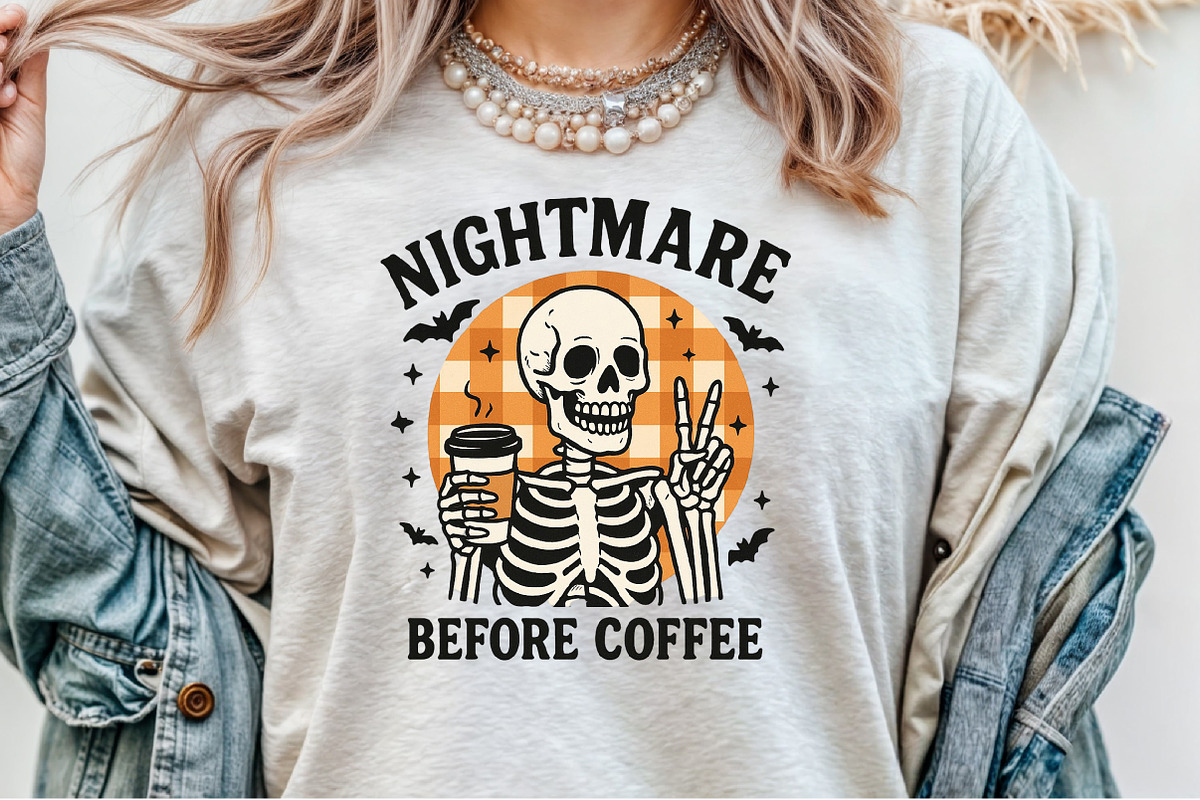 Skeleton Retro Halloween Coffee Fall, an Illustration by Sublimation Artist (Photo 9 of 9)