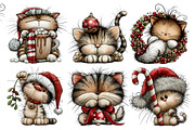 Christmas Whimsical Cat Clipart, a Seasonal Illustration by Creative Art (Thumbnail 2 of 7)