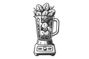 Blender Full of Fresh Fruits and, a Food Illustration by AlexArt