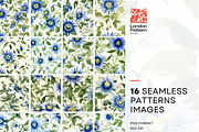 Blue Floral Seamless Pattern, Green, a Pattern Graphic by BrushstrokeArtGB (Thumbnail 2 of 10)