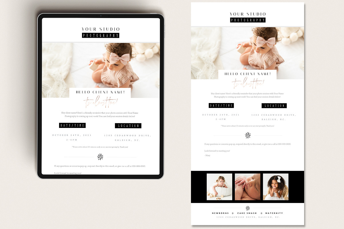 Session Reminder Email Template, an Email Template by By Stephanie Design