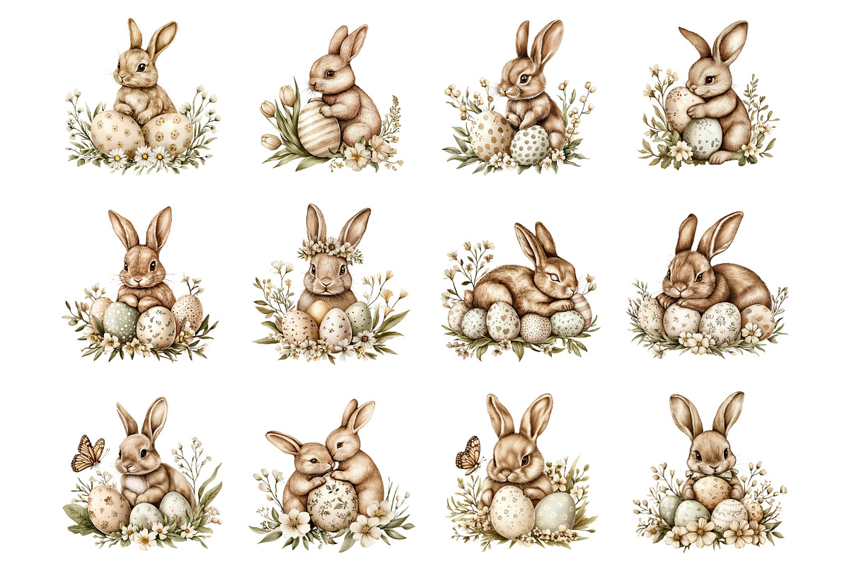 Watercolor Easter Animals Clipart, an Illustration by Designking (Photo 5 of 5)