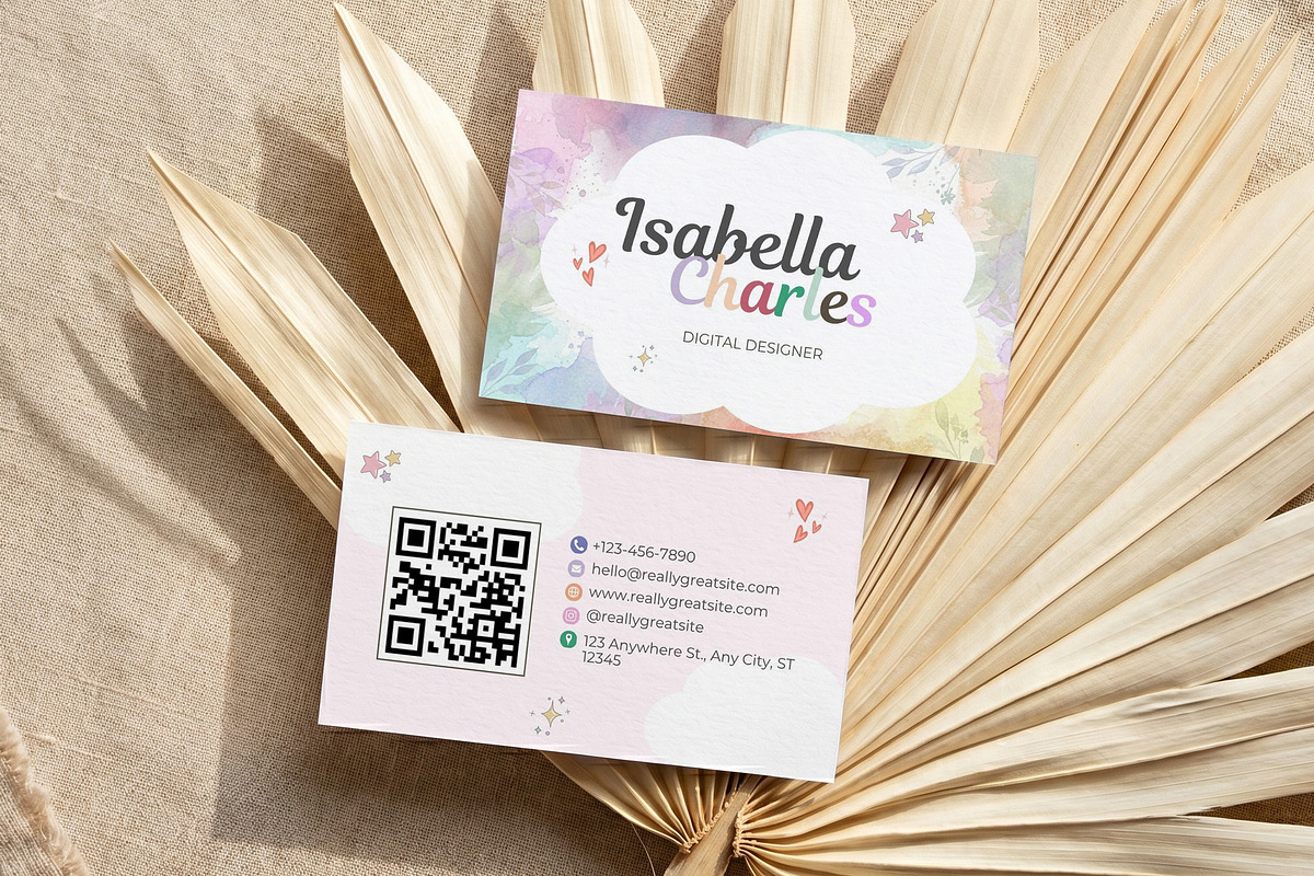 Cute Business Card Canva Template, a Business Card Template by Arslan (Photo 2 of 7)