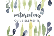 Olive Watercolor Elements, an Illustration by Susan Brand Design (Thumbnail 2 of 4)