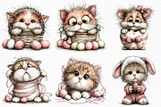 Easter Funny Cats Clipart Png, an Illustration by Craft Nest (Thumbnail 4 of 11)