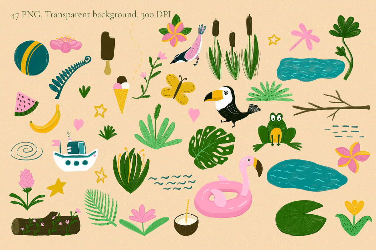Summer Crocodile Patterns & ClipArt, an Animal Illustration by PenguinArtStudio (Photo 3 of 12)