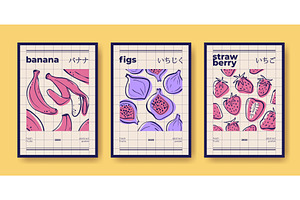 Modern fruit poster collection, a Food Illustration by art PVP - market