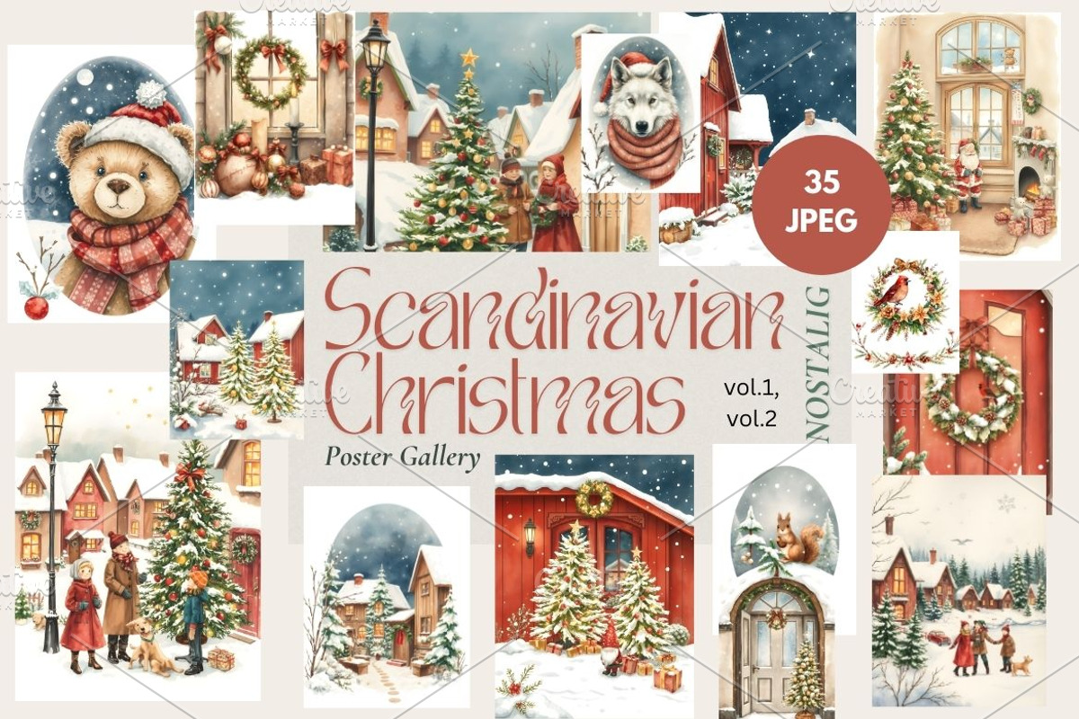 Scandinavian Christmas Bundle, a Decorative Illustration by Alisa Mikibith Art (Photo 15 of 31)