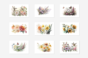 Summer Floral Watercolor Collection