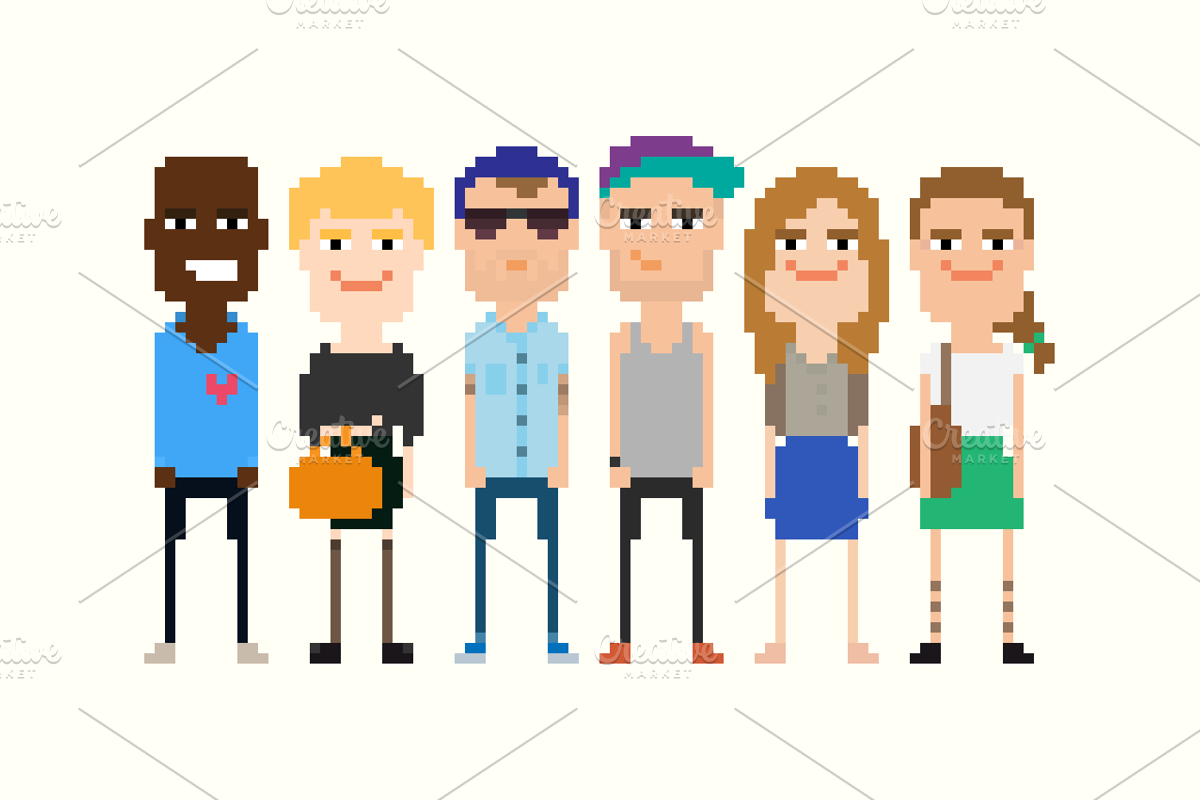 54 Vector Pixel Art characters, a Person Illustration by chewkotski (Photo 2 of 8)