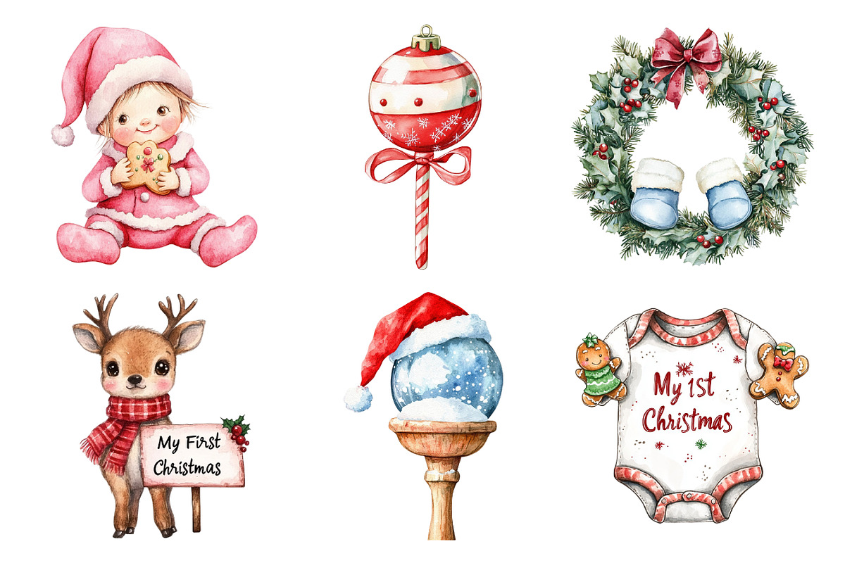 Babys 1st Christmas Clipart, an Illustration by Daily.Designs (Photo 2 of 5)