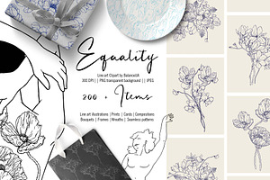 Flowers and People Lineart Clipart, a Person Illustration by BalanceUA