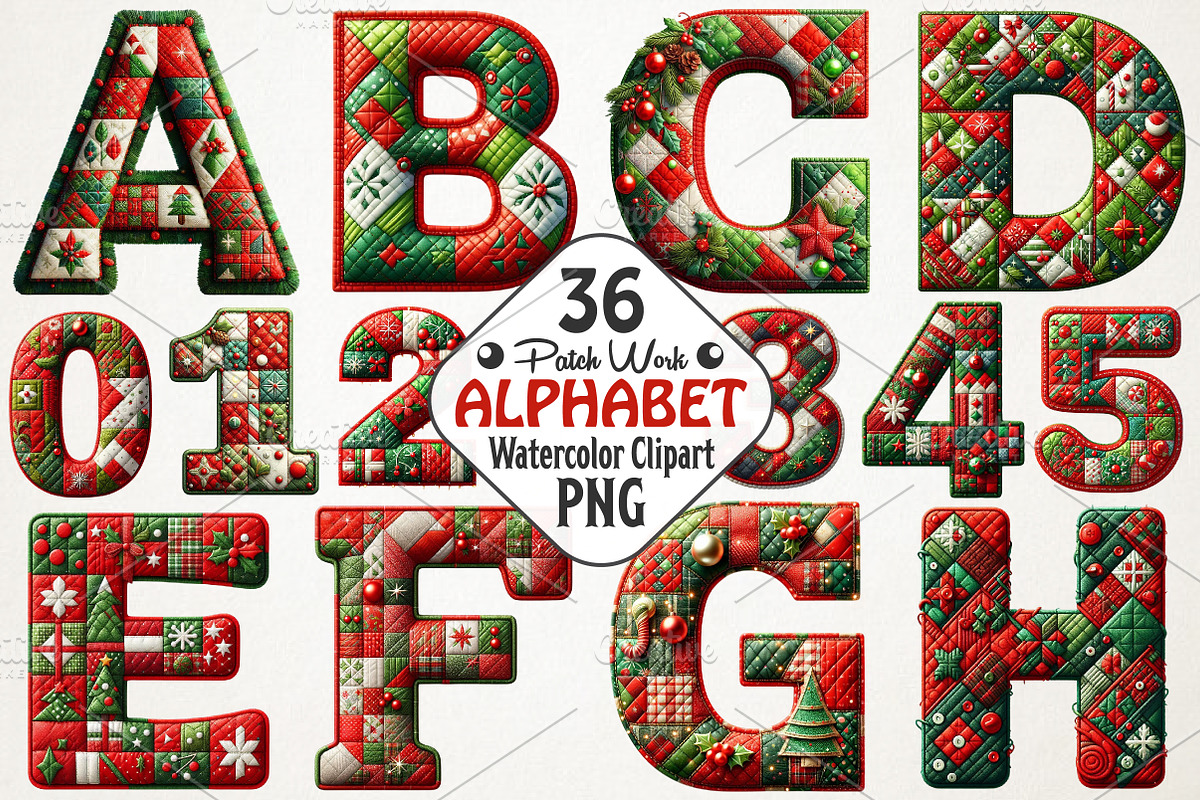 Christmas Patchwork Alphabet, an Illustration by RobertsArt (Photo 1 of 7)