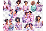 Pajama Party Black Girls Clipart, a Person Illustration by GlamArtZhanna (Thumbnail 5 of 5)