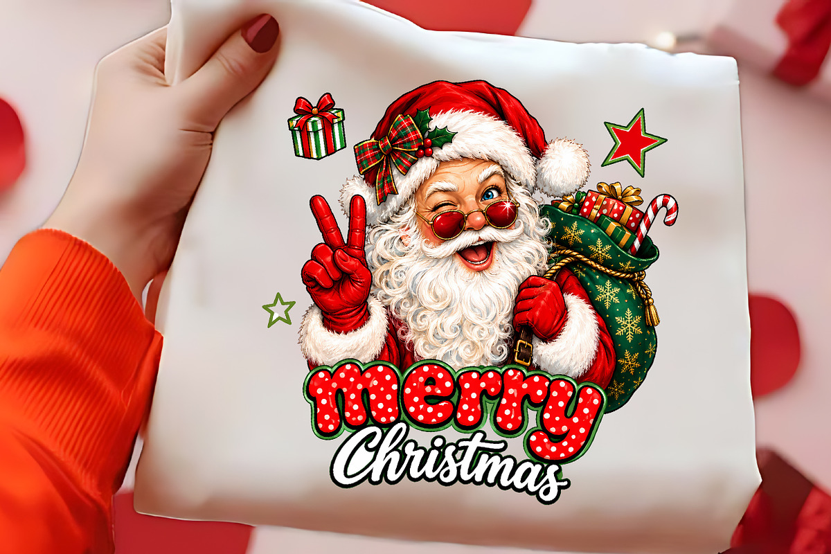 Merry Christmas Santa Peace PNG Art, a Seasonal Illustration by CrexoraLab (Photo 2 of 4)