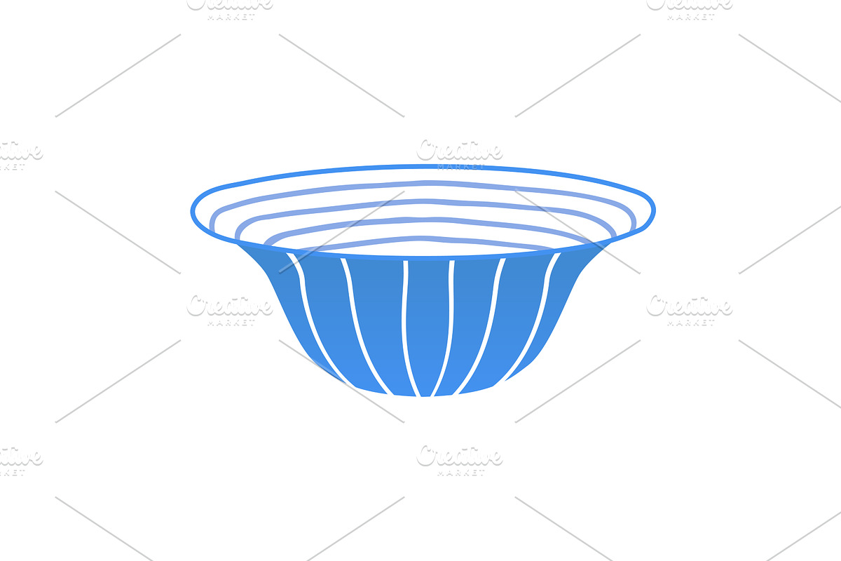Blue striped empty bowl illustration, an Object Illustration by KitVector